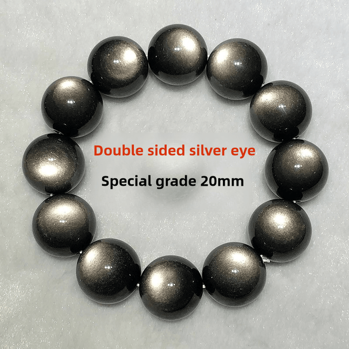 Premium Natural Double Round Eye Silver Obsidian Meteorite Bracelet - BuddhaEnergyHealing