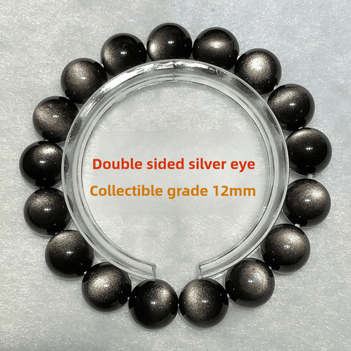 Premium Natural Double Round Eye Silver Obsidian Meteorite Bracelet - BuddhaEnergyHealing