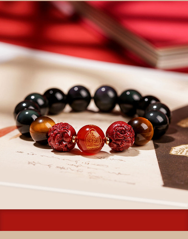 Putuo Mountain 2025 Snake Year Birth Year Obsidian Protection Energy Bracelet - BuddhaEnergyHealing