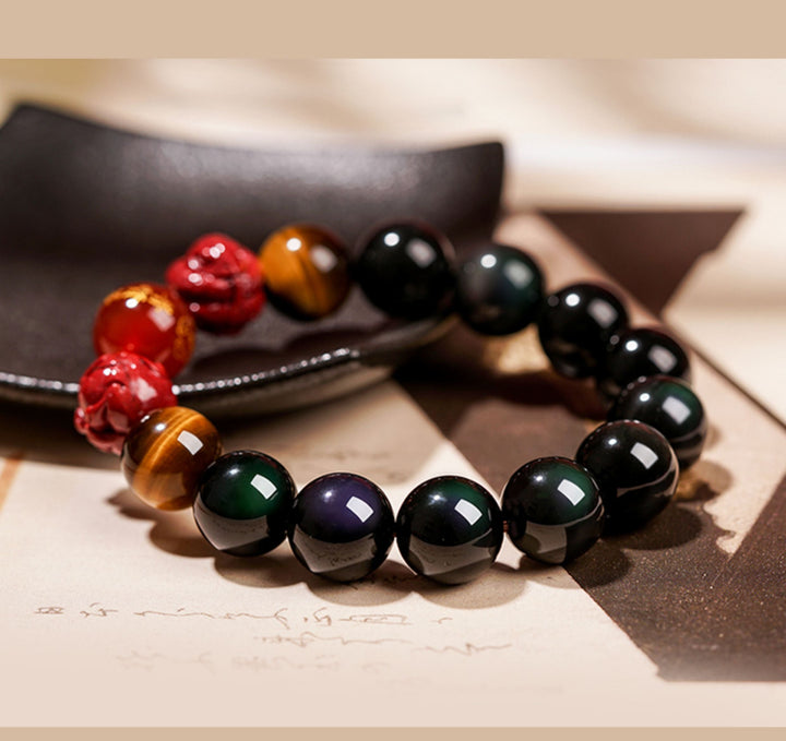 Putuo Mountain 2025 Snake Year Birth Year Obsidian Protection Energy Bracelet - BuddhaEnergyHealing