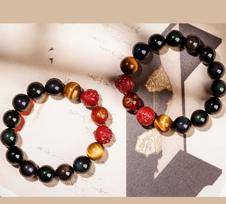 Putuo Mountain 2025 Snake Year Birth Year Obsidian Protection Energy Bracelet - BuddhaEnergyHealing