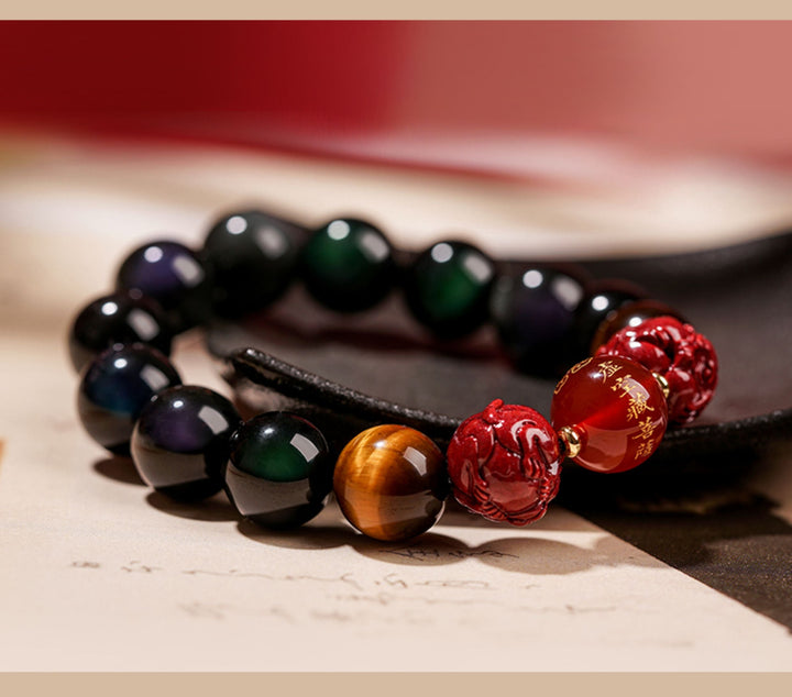 Putuo Mountain 2025 Snake Year Birth Year Obsidian Protection Energy Bracelet - BuddhaEnergyHealing