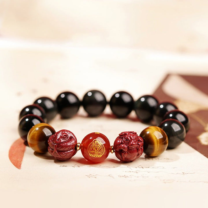 Putuo Mountain 2025 Snake Year Birth Year Obsidian Protection Energy Bracelet - BuddhaEnergyHealing