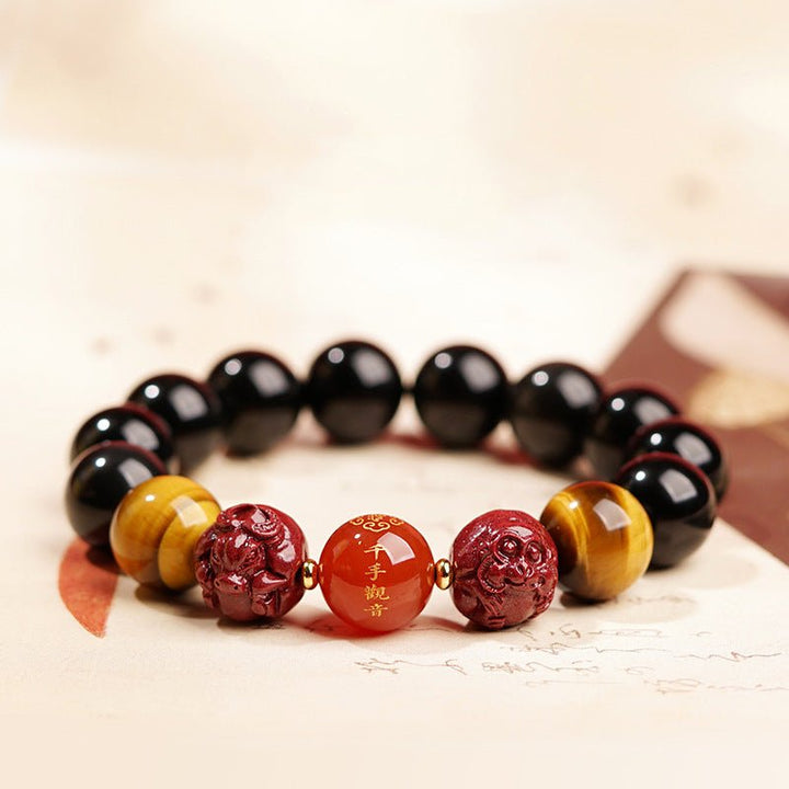 Putuo Mountain 2025 Snake Year Birth Year Obsidian Protection Energy Bracelet - BuddhaEnergyHealing