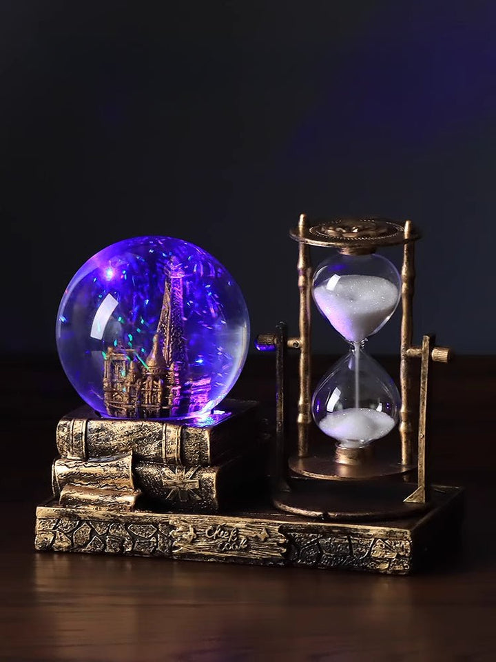 Retro Crystal Ball Sand Clock Timer Creative Calm Meditation Wellness Ornaments - BuddhaEnergyHealing