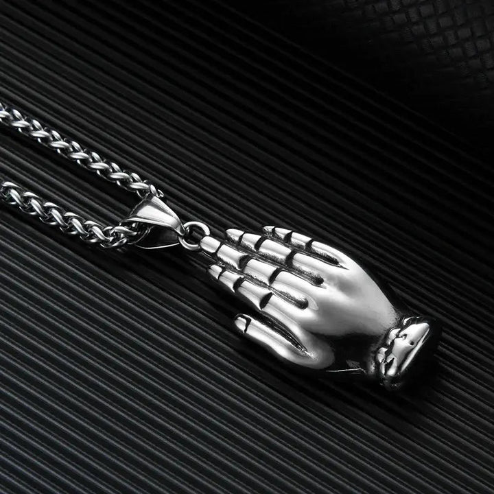 Retro Palm Buddha Titanium Steel Protection Peace Necklace - BuddhaEnergyHealing