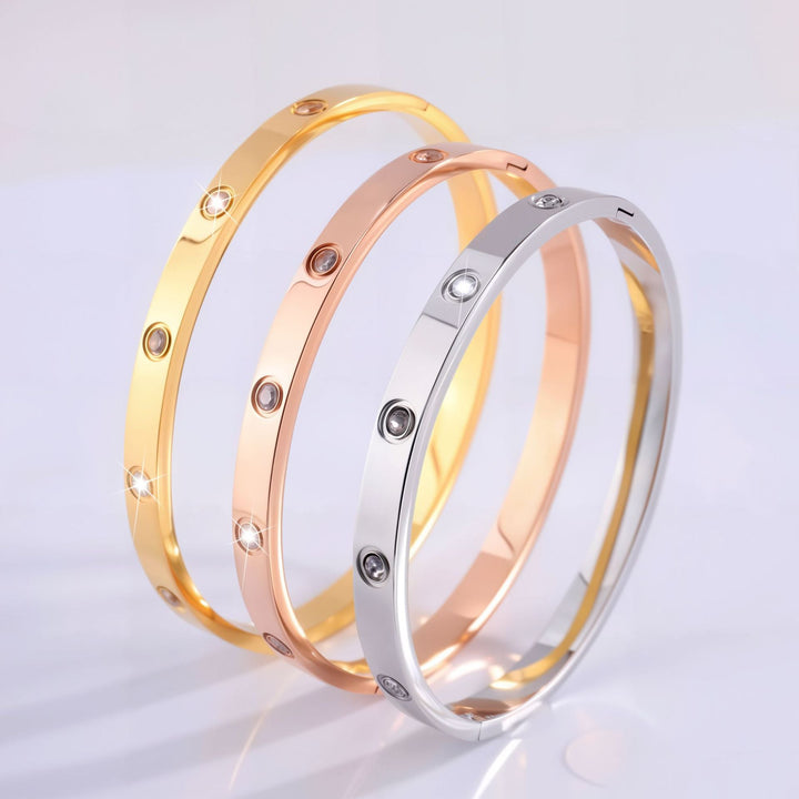 Round Gold Titanium Steel Protection Bracelet - BuddhaEnergyHealing