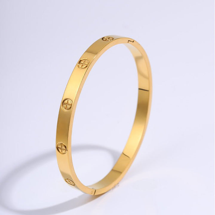 Round Gold Titanium Steel Protection Bracelet - BuddhaEnergyHealing