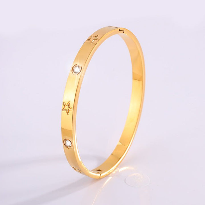 Round Gold Titanium Steel Protection Bracelet - BuddhaEnergyHealing
