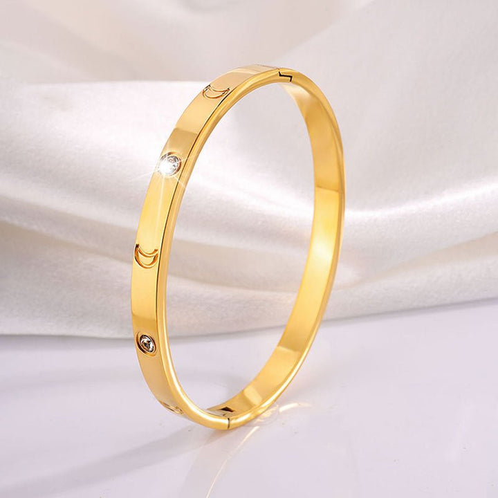 Round Gold Titanium Steel Protection Bracelet - BuddhaEnergyHealing