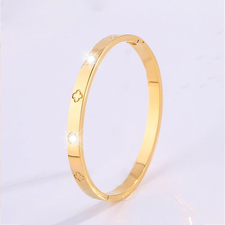 Round Gold Titanium Steel Protection Bracelet - BuddhaEnergyHealing