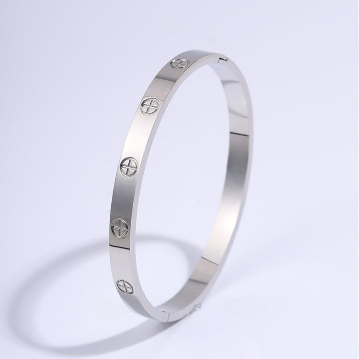 Round Gold Titanium Steel Protection Bracelet - BuddhaEnergyHealing