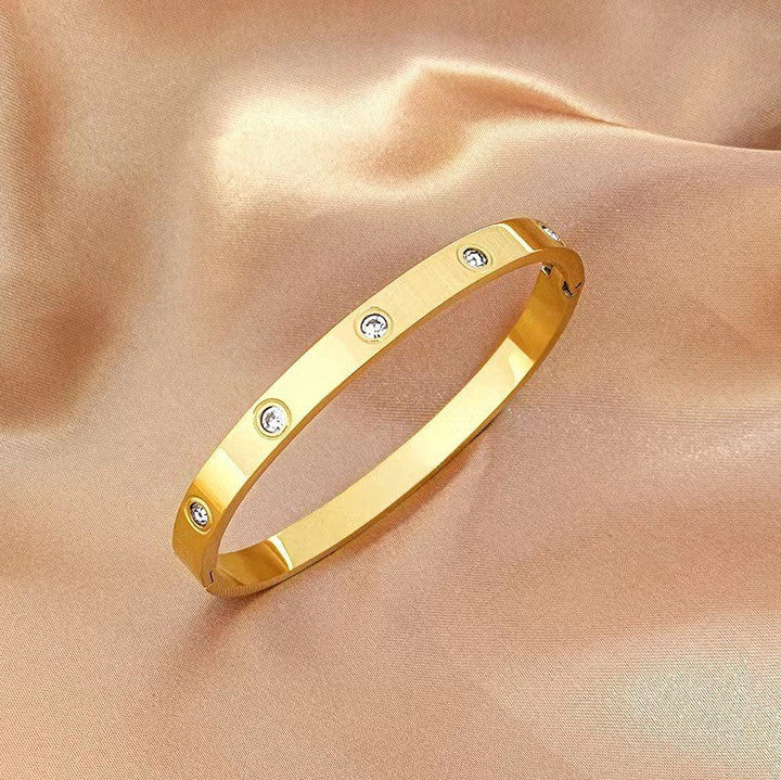 Round Gold Titanium Steel Protection Bracelet - BuddhaEnergyHealing
