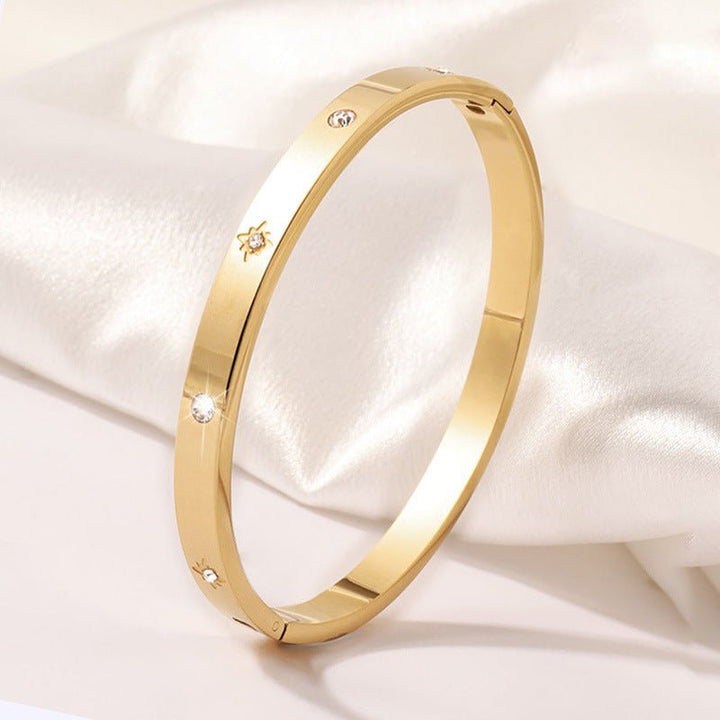 Round Gold Titanium Steel Protection Bracelet - BuddhaEnergyHealing