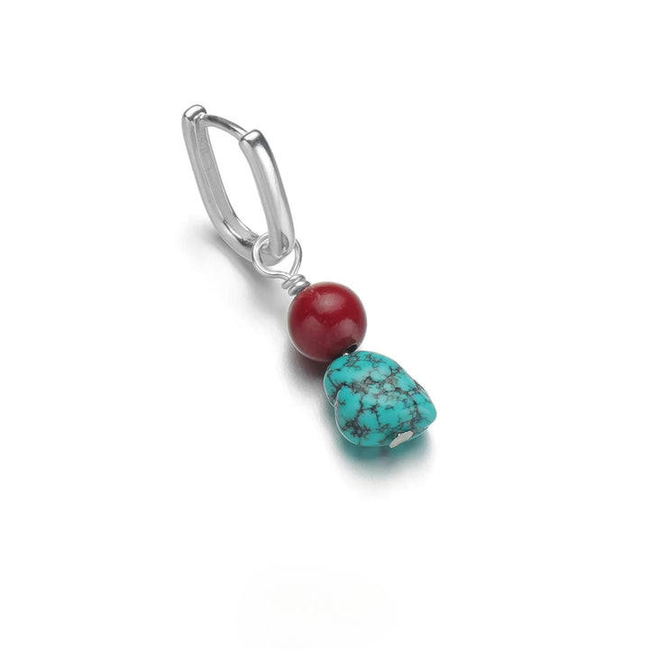 S925 Sterling Silver Turquoise Cinnabar Protection Energy Earrings - BuddhaEnergyHealing