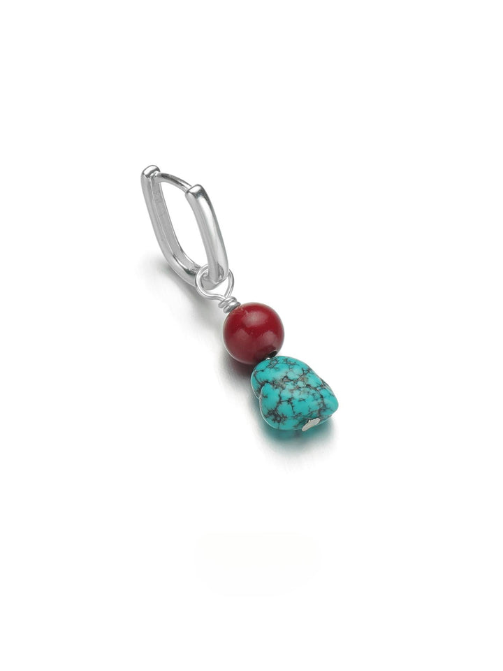 S925 Sterling Silver Turquoise Cinnabar Protection Energy Earrings - BuddhaEnergyHealing