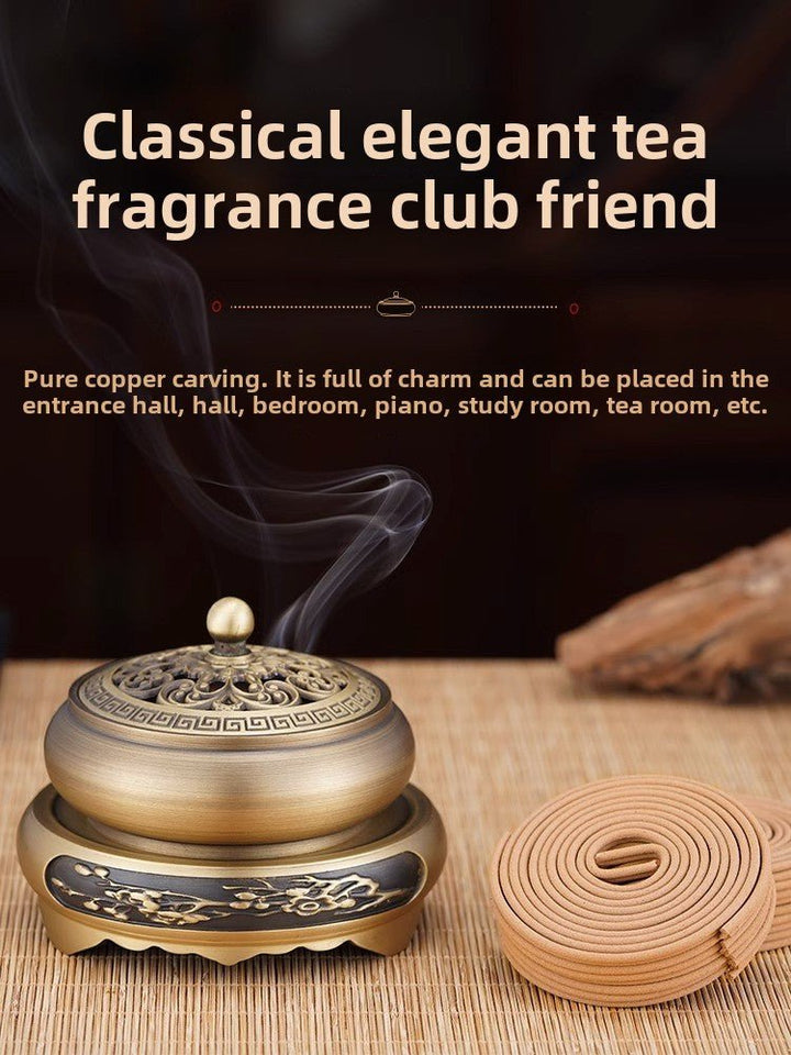 Sandalwood Agarwood Copper Incense Burner Meditation Energy - BuddhaEnergyHealing
