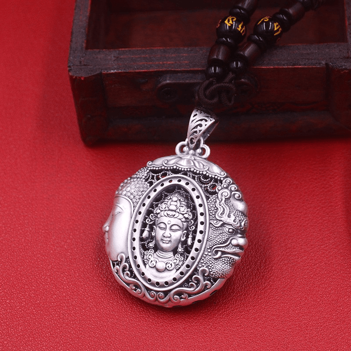 Sterling Silver Avalokitesvara Protection Peace Meditation Necklace Pendant - BuddhaEnergyHealing