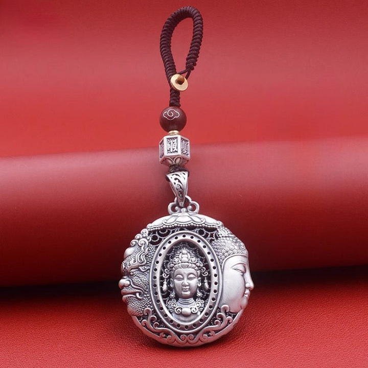Sterling Silver Avalokitesvara Protection Peace Meditation Necklace Pendant - BuddhaEnergyHealing