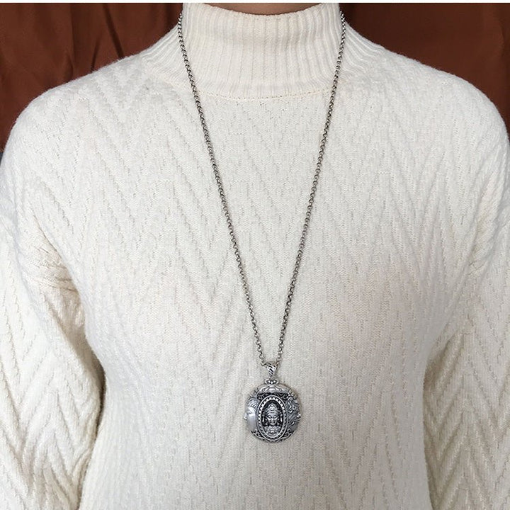 Sterling Silver Avalokitesvara Protection Peace Meditation Necklace Pendant - BuddhaEnergyHealing