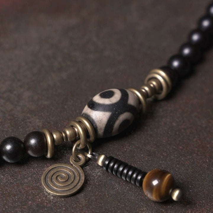 Tibet Blackwood Tigereye Agate Tibet Beads Protection Healing Calm Bracelet - BuddhaEnergyHealing