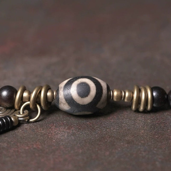 Tibet Blackwood Tigereye Agate Tibet Beads Protection Healing Calm Bracelet - BuddhaEnergyHealing