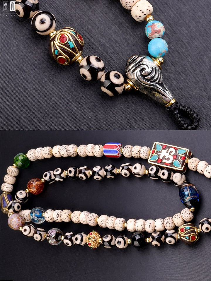 Tibet Dzi Beads Xingyue Bodhi Amulet Lanyard - BuddhaEnergyHealing