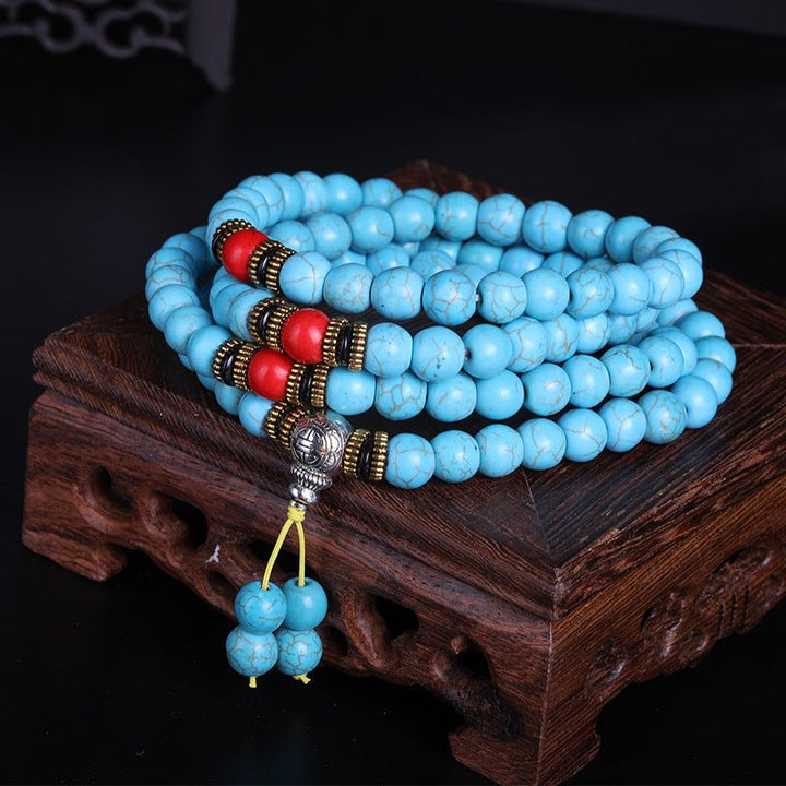 Tibetan 108 - Piece Optimized Turquoise Beads Meditation Energy Bracelet - BuddhaEnergyHealing