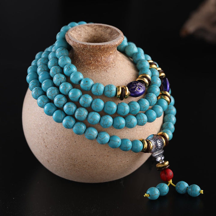 Tibetan 108 - Piece Optimized Turquoise Beads Meditation Energy Bracelet - BuddhaEnergyHealing