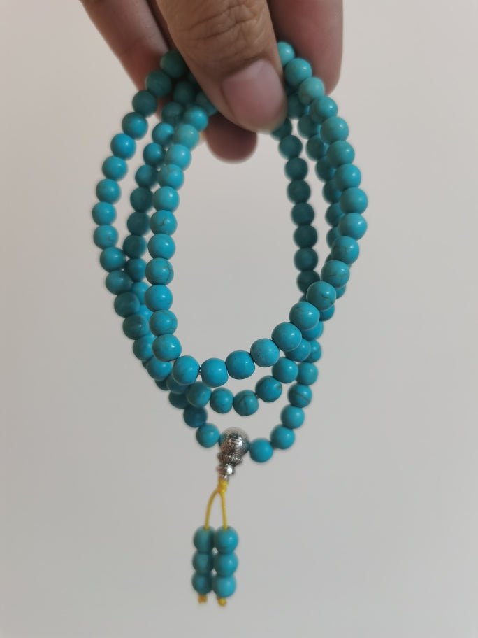 Tibetan 108 - Piece Optimized Turquoise Beads Meditation Energy Bracelet - BuddhaEnergyHealing