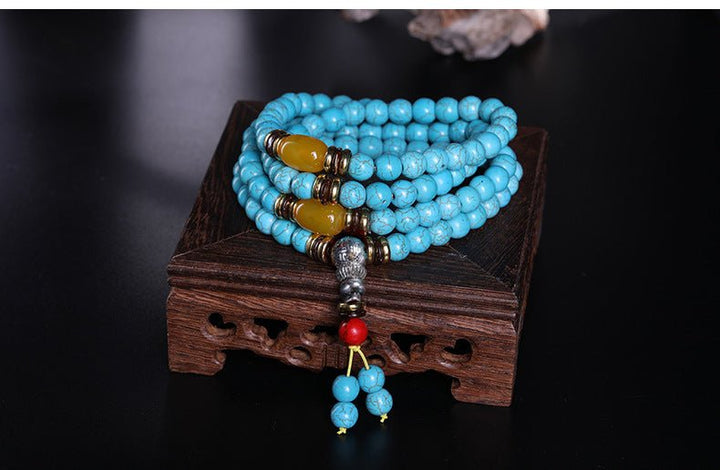 Tibetan 108 - Piece Optimized Turquoise Beads Meditation Energy Bracelet - BuddhaEnergyHealing