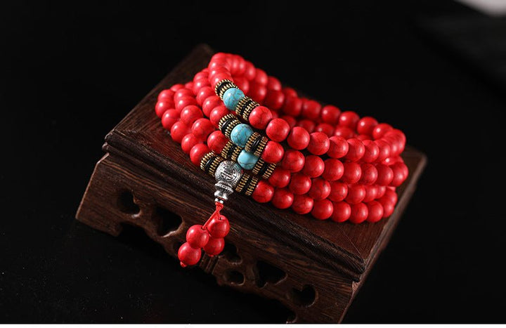 Tibetan 108 - Piece Optimized Turquoise Beads Meditation Energy Bracelet - BuddhaEnergyHealing