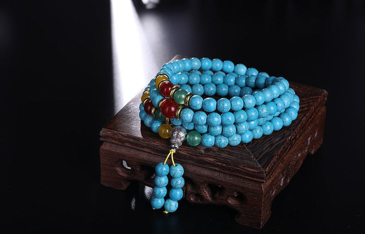 Tibetan 108 - Piece Optimized Turquoise Beads Meditation Energy Bracelet - BuddhaEnergyHealing