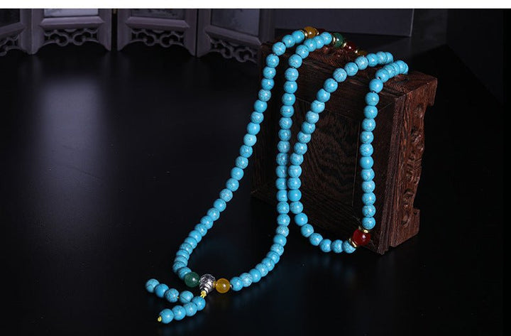 Tibetan 108 - Piece Optimized Turquoise Beads Meditation Energy Bracelet - BuddhaEnergyHealing