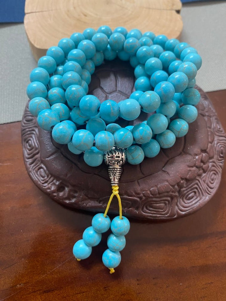 Tibetan 108 - Piece Optimized Turquoise Beads Meditation Energy Bracelet - BuddhaEnergyHealing