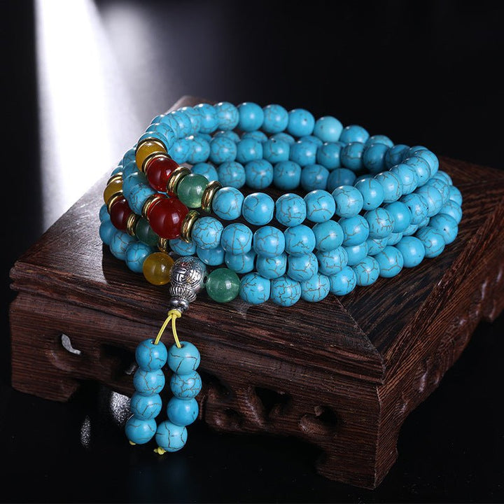 Tibetan 108 - Piece Optimized Turquoise Beads Meditation Energy Bracelet - BuddhaEnergyHealing