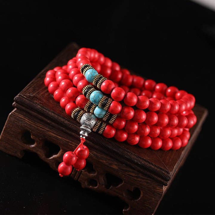 Tibetan 108 - Piece Optimized Turquoise Beads Meditation Energy Bracelet - BuddhaEnergyHealing