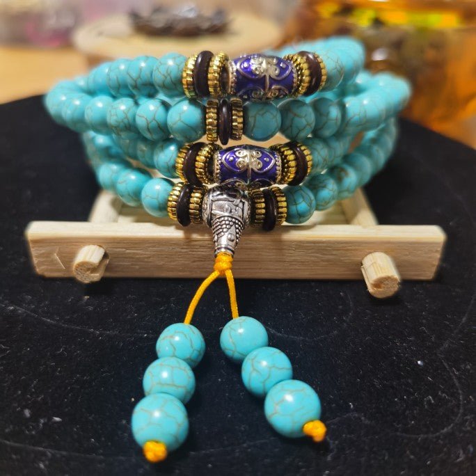 Tibetan 108 - Piece Optimized Turquoise Beads Meditation Energy Bracelet - BuddhaEnergyHealing