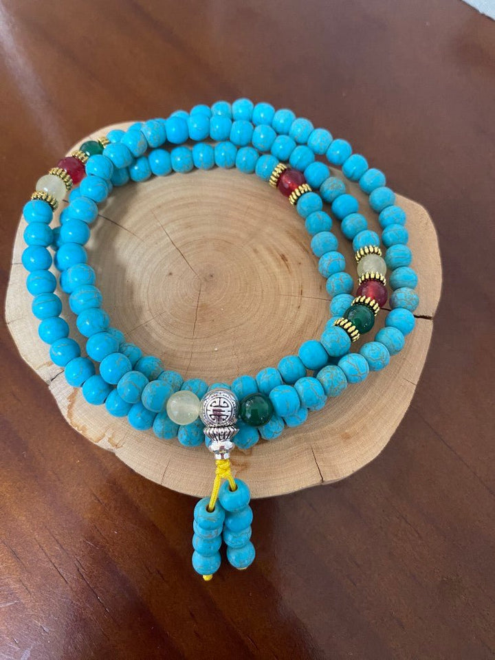 Tibetan 108 - Piece Optimized Turquoise Beads Meditation Energy Bracelet - BuddhaEnergyHealing
