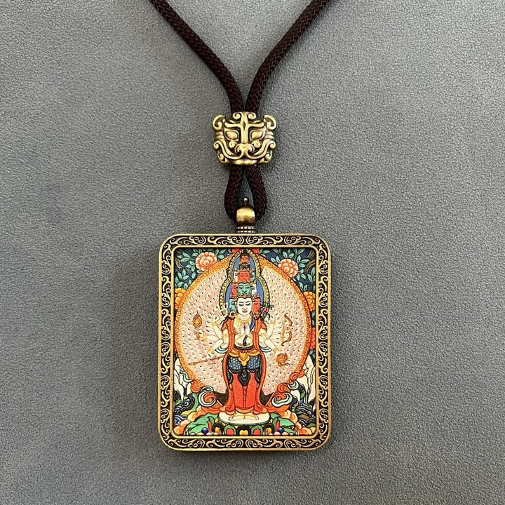 Tibetan Ethnic Thangka Pendant Protection Energy Necklace - BuddhaEnergyHealing