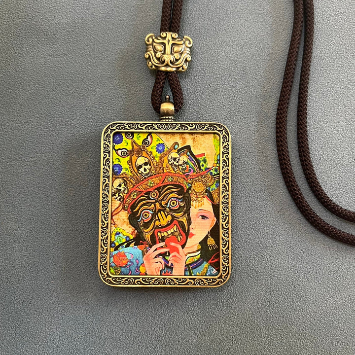 Tibetan Ethnic Thangka Pendant Protection Energy Necklace - BuddhaEnergyHealing