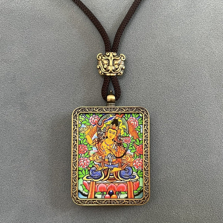 Tibetan Ethnic Thangka Pendant Protection Energy Necklace - BuddhaEnergyHealing