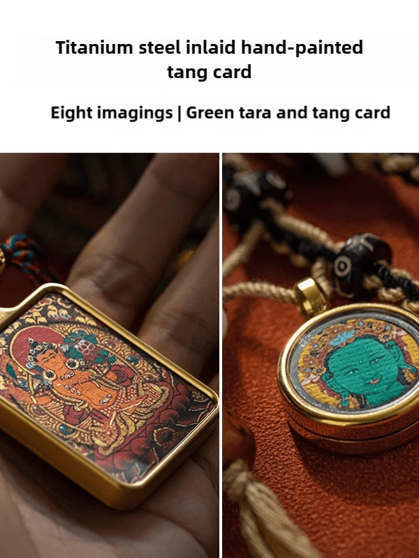 Tibetan Hand - Painted Thangka Pendant Protection Energy - BuddhaEnergyHealing