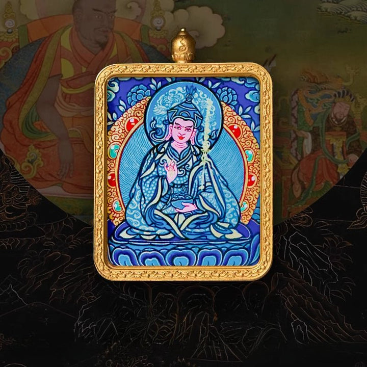 Tibetan Hand - Painted Zachilam Green Tara Bhaisajyaguru Healing Wellness Pendant - BuddhaEnergyHealing
