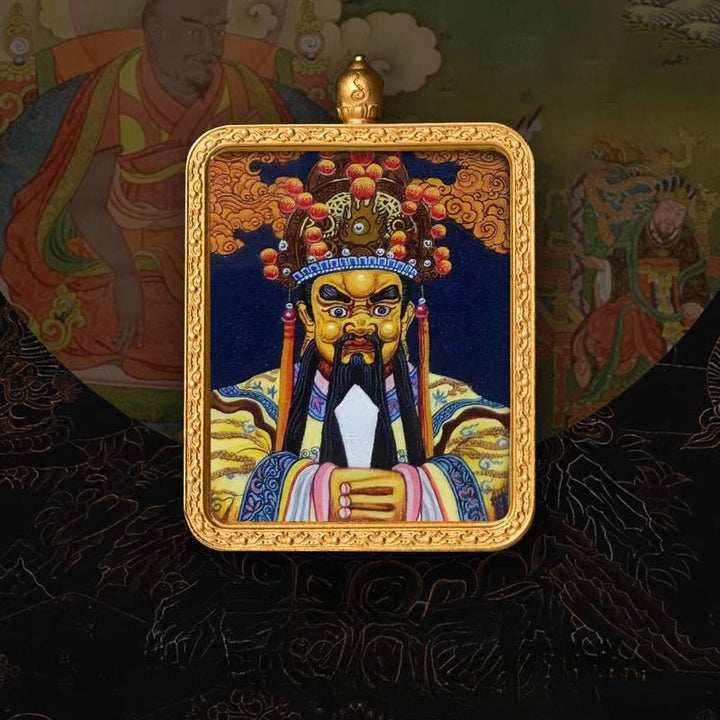 Tibetan Hand - Painted Zachilam Green Tara Bhaisajyaguru Healing Wellness Pendant - BuddhaEnergyHealing