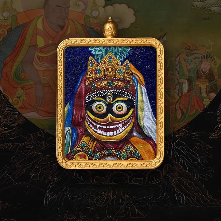 Tibetan Hand - Painted Zachilam Green Tara Bhaisajyaguru Healing Wellness Pendant - BuddhaEnergyHealing