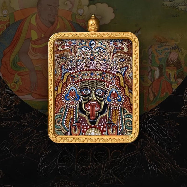 Tibetan Hand - Painted Zachilam Green Tara Bhaisajyaguru Healing Wellness Pendant - BuddhaEnergyHealing