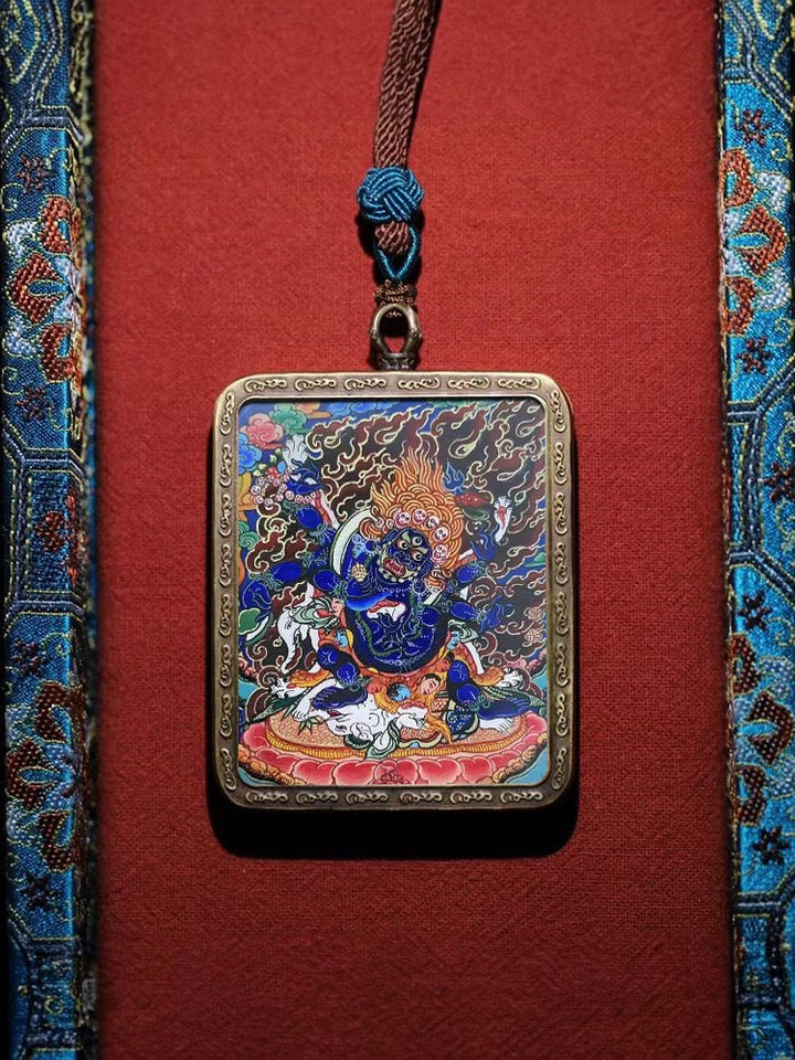 Tibetan Hand - Painted Zachilam Green Tara Bhaisajyaguru Healing Wellness Pendant - BuddhaEnergyHealing