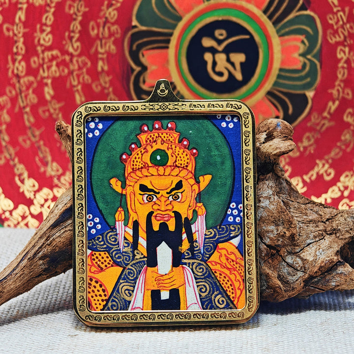 Tibetan Hand - painted Zaki Ram Medicine Buddha Yellow and Black Wealth God Thangka - BuddhaEnergyHealing
