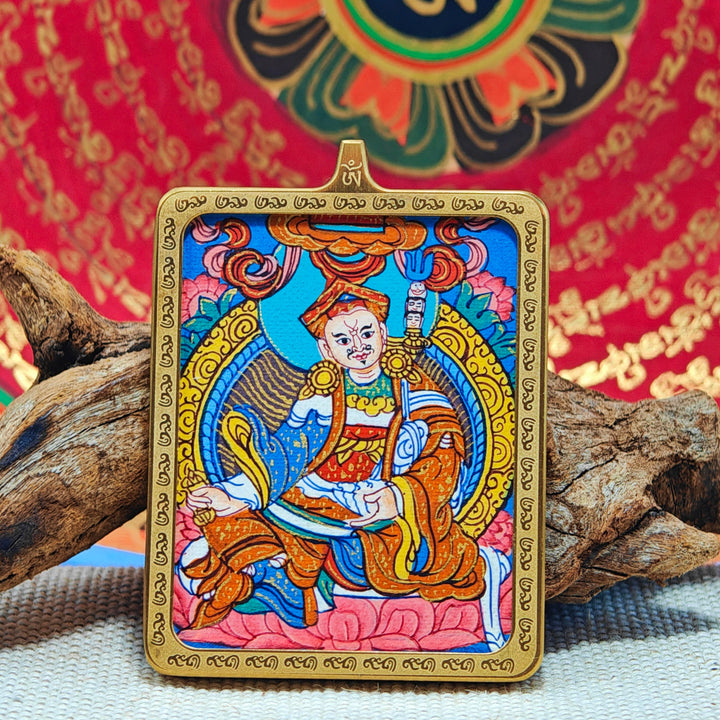 Tibetan Hand - painted Zaki Ram Medicine Buddha Yellow and Black Wealth God Thangka - BuddhaEnergyHealing